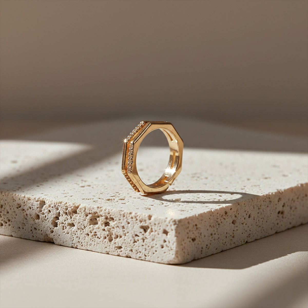 Hexagon Crystal Gold Ring jewellery product view 1