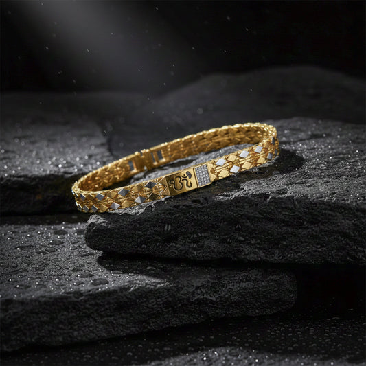 Elite Om Engraved Gold Bracelet jewellery product view 1