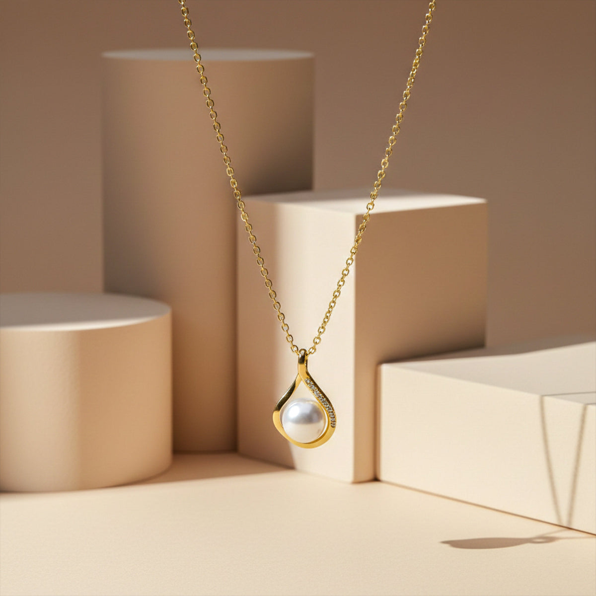 Teardrop Pearl Pendant Necklace jewellery product view 1
