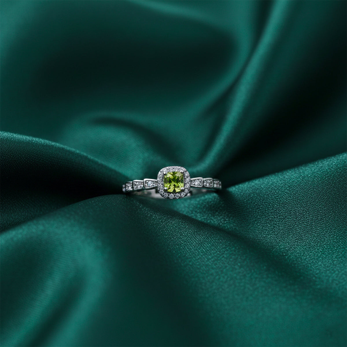 Elite Green Gemstone Halo Ring jewellery product view 1