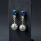 Blue Crystal Pearl Earrings jewellery product view 1