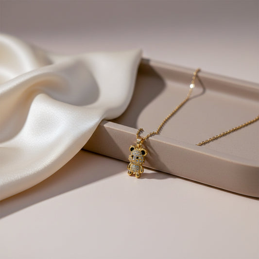 Teddy Bear Gold Necklace jewellery product view 2