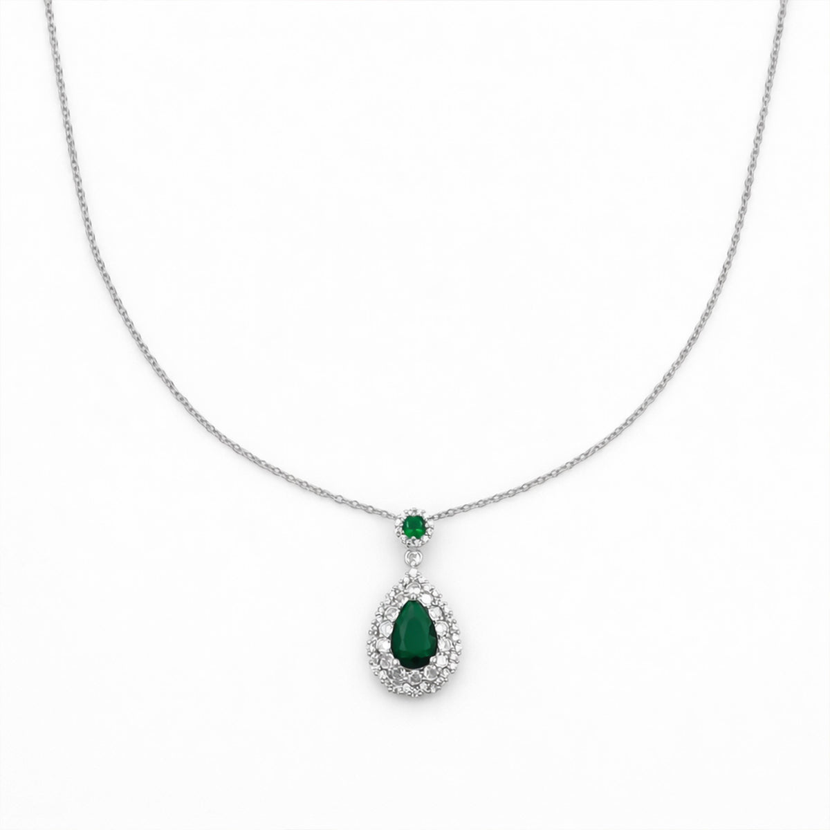 Elegant Green Emerald Teardrop Necklace jewellery product view 4