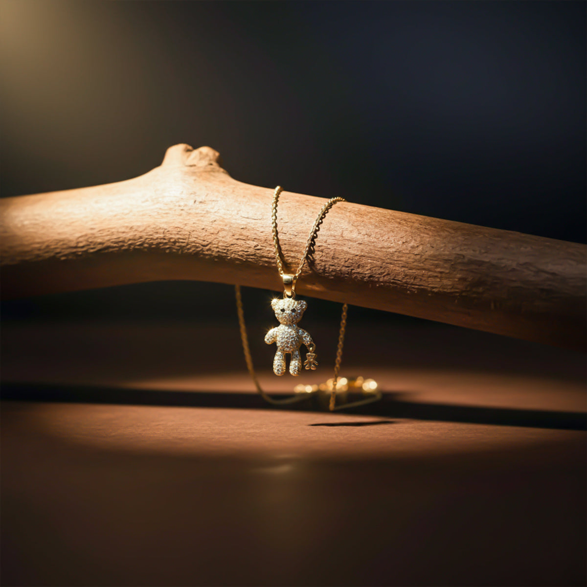 Diamond Teddy Bear Pendant Necklace jewellery product view 1
