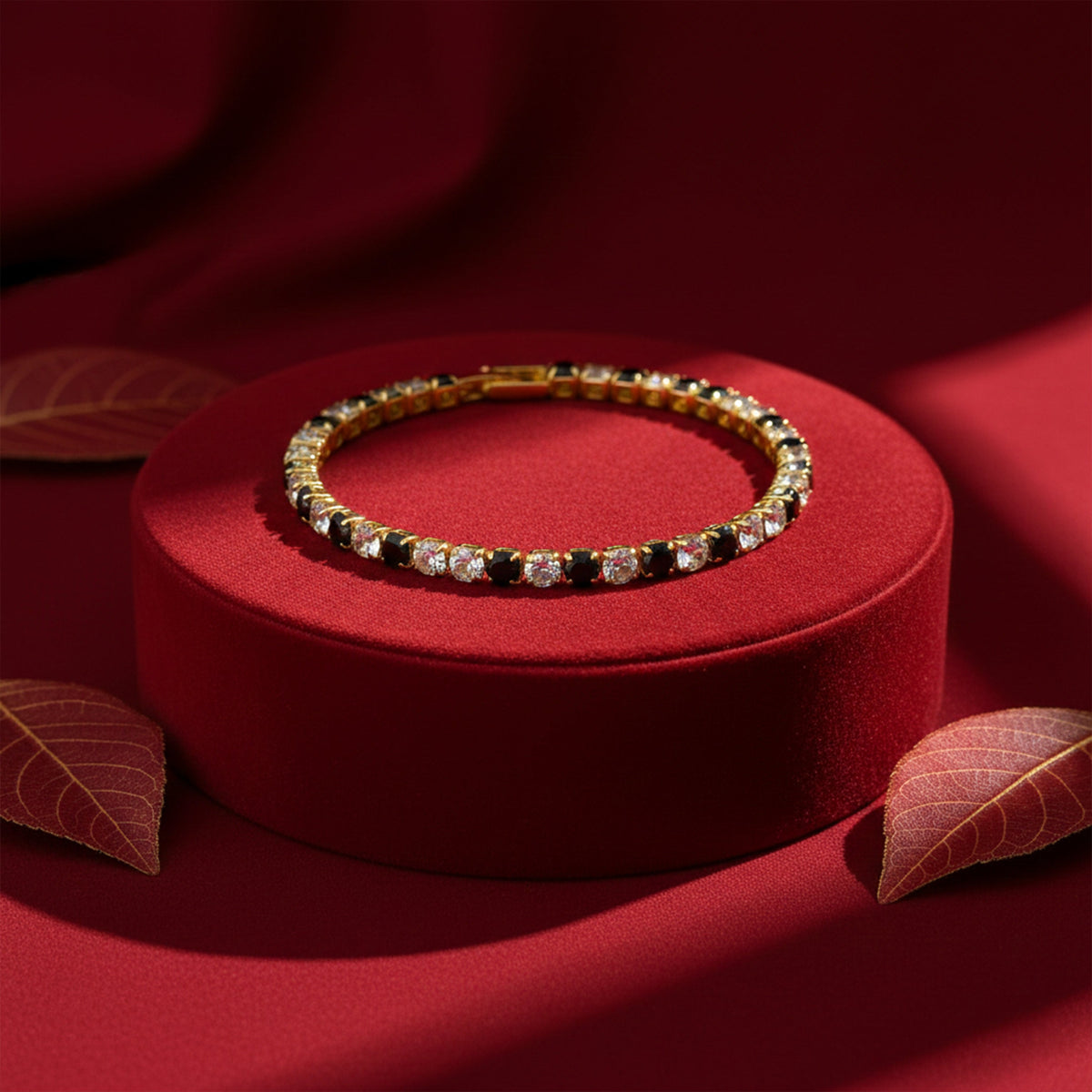 Black & Gold Imperial Tennis Bracelet jewellery product view 4