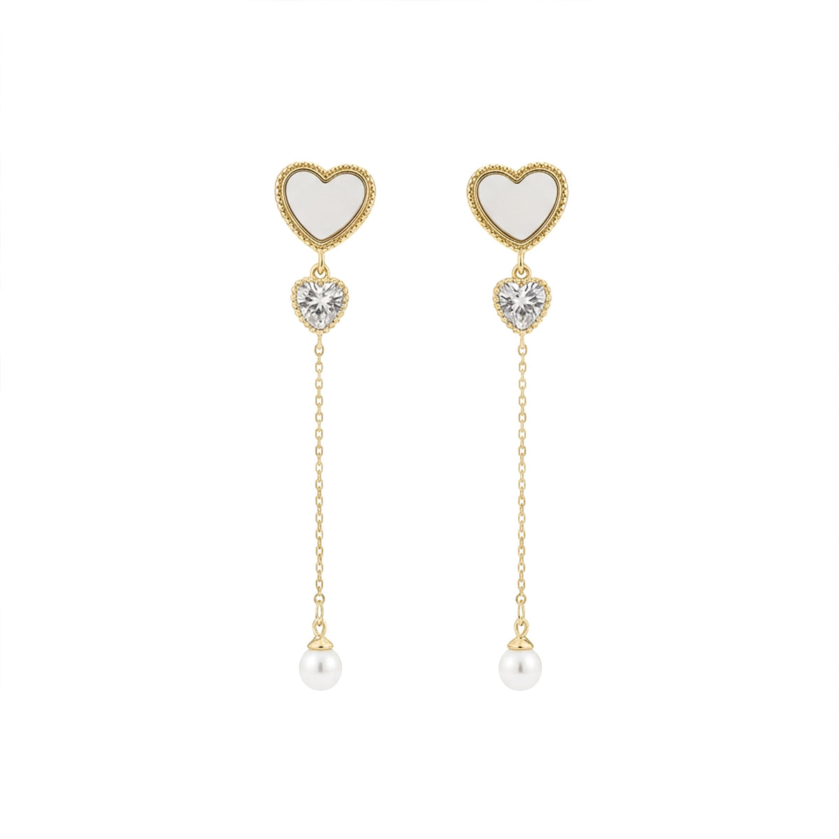 Ivory Luxe Heart Pearl Drop Earrings jewellery product view 7