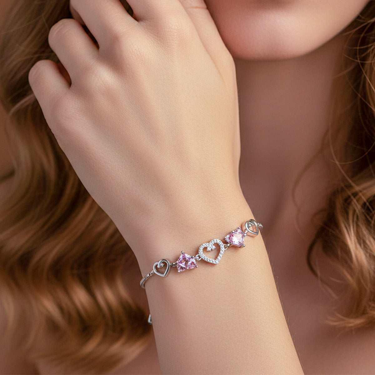 Rosé Lumière Heart Crystal Bracelet jewellery product view 3