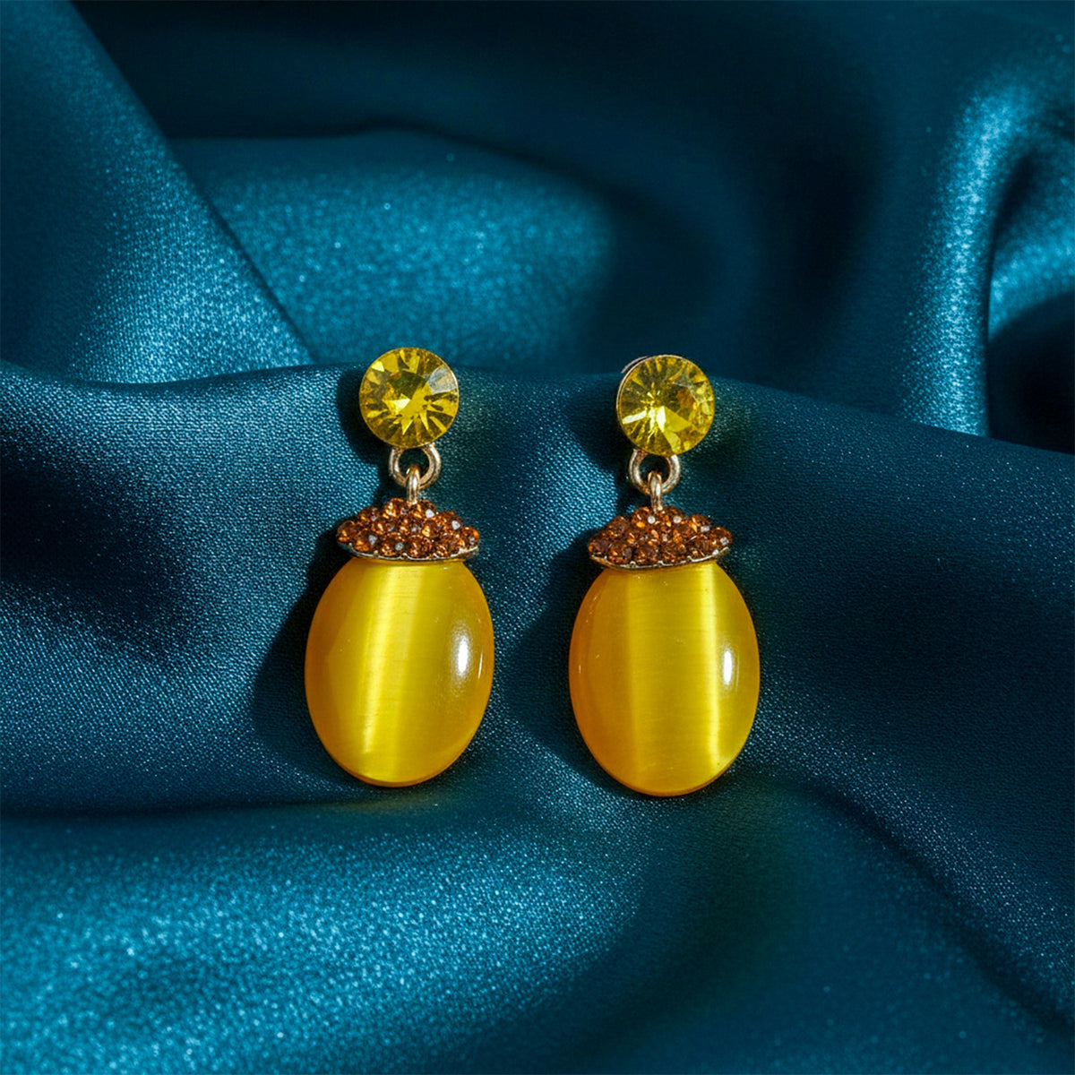 Sunlit Elegance Cat Eye Earrings jewellery product view 3