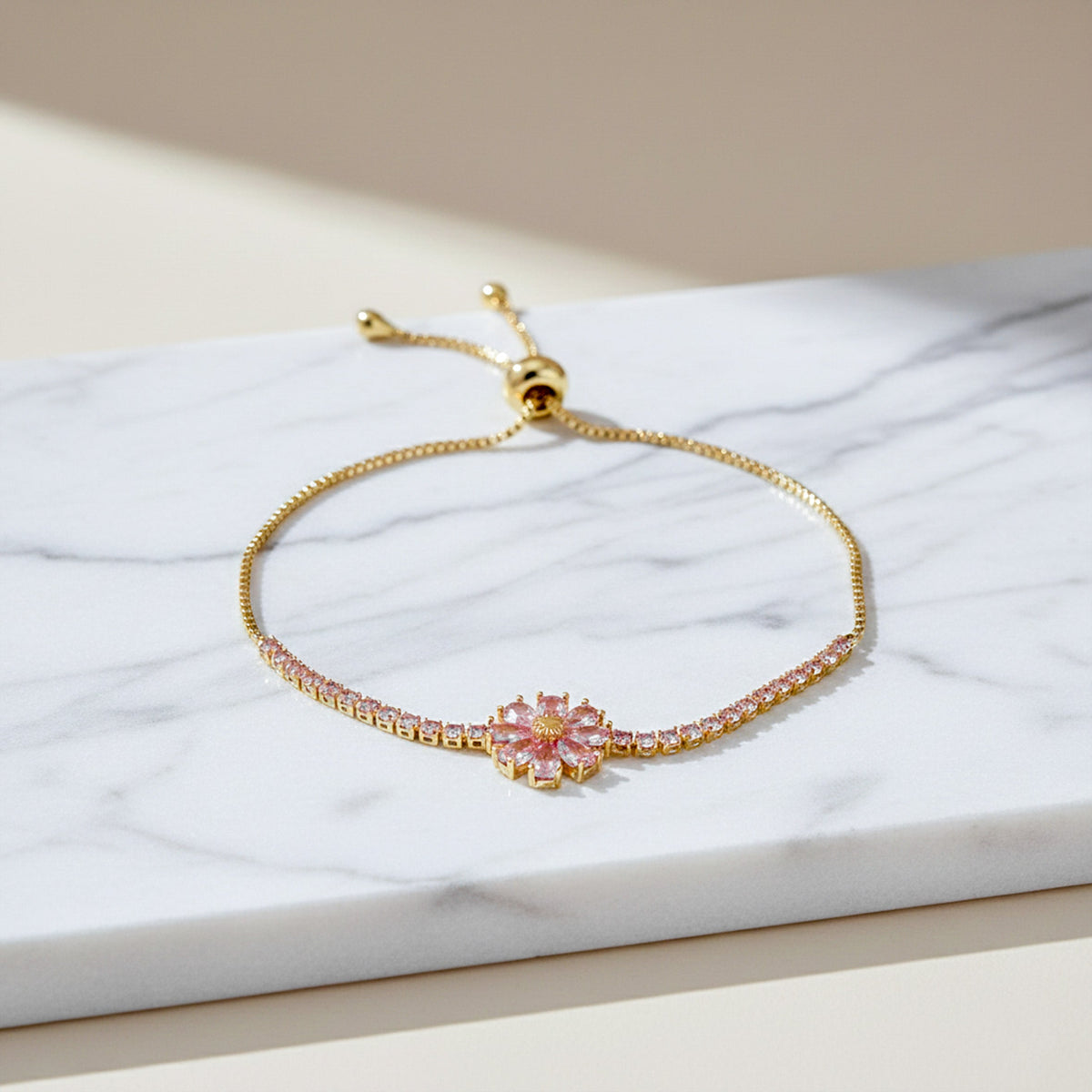 Aurora Bloom Gold Slider Bracelet jewellery product view 4