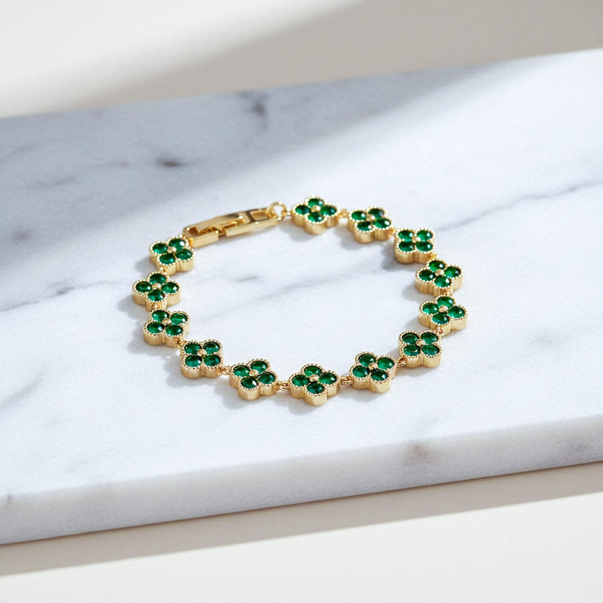 Green Enamel Clover Luxury Bracelet jewellery product view 1