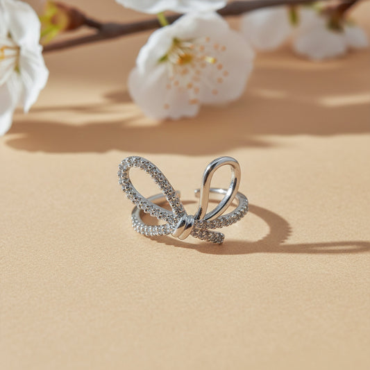 Celeste Sparkle Bow Infinity Ring jewellery product view 1