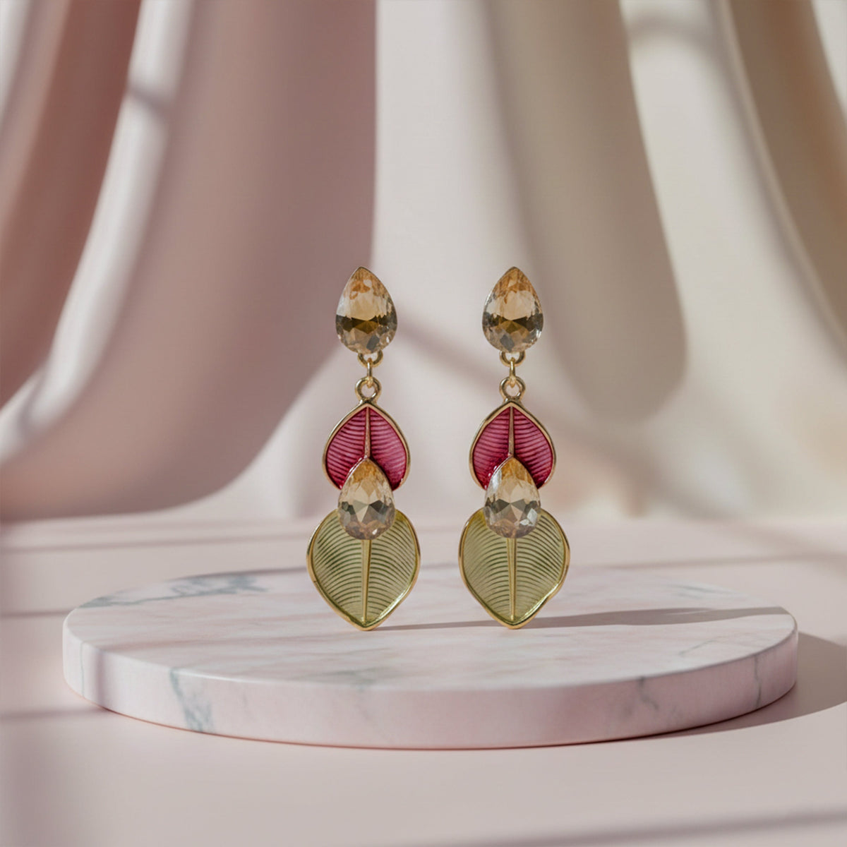 Prism Leaf Statement Earrings jewellery product view 2