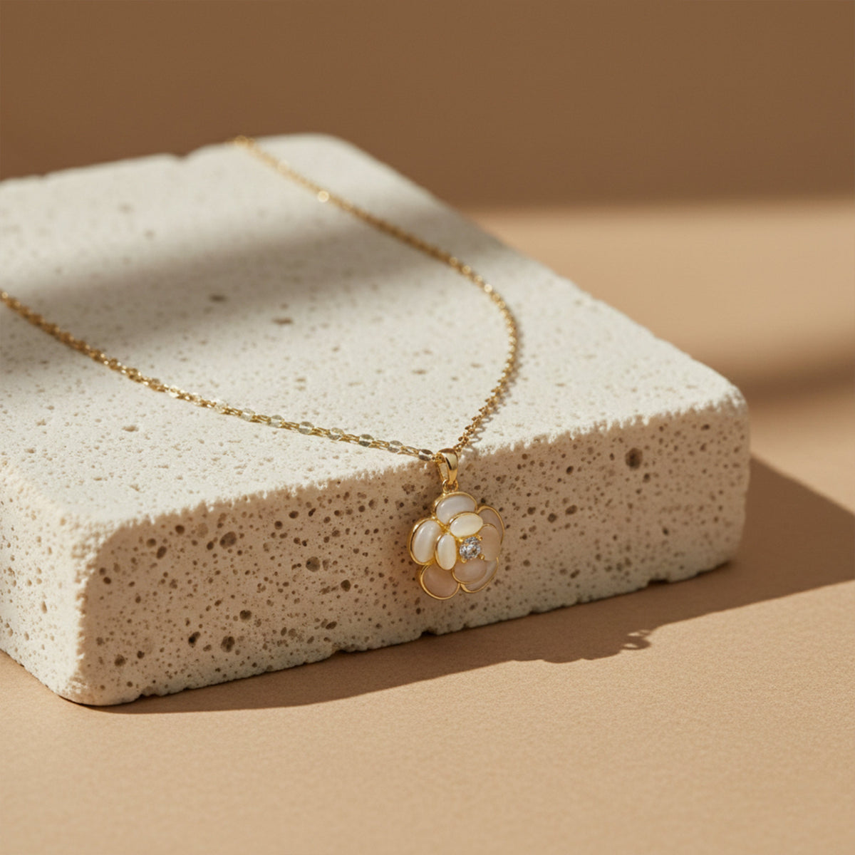Petite White Blossom Necklace jewellery product view 1