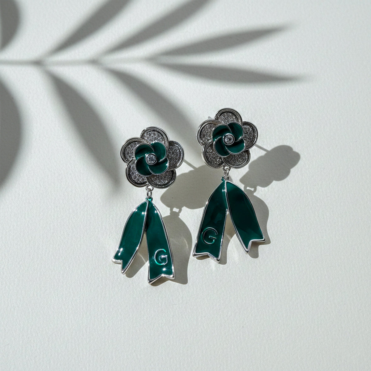 Enamel Floral Ribbon Earrings jewellery product view 5