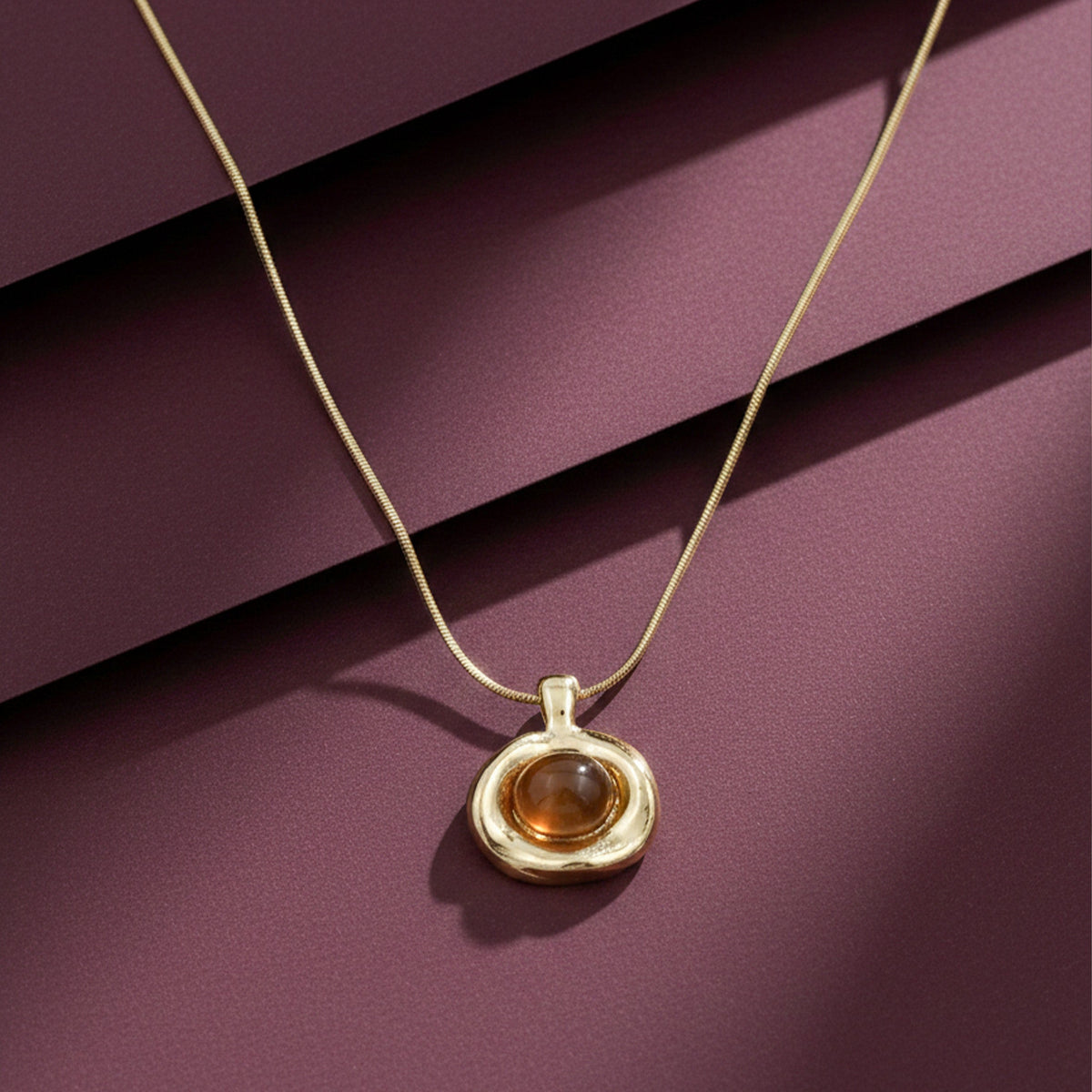 Amber Glow Gold Pendant Necklace jewellery product view 2