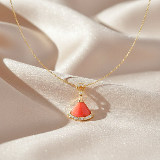 Coral Elegance Gold Pendant Necklace jewellery product view 1