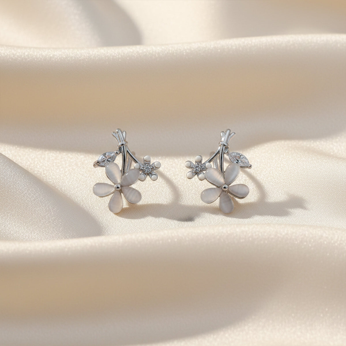 Ivory Blossom Crystal Luxe Stud Earrings jewellery product view 1