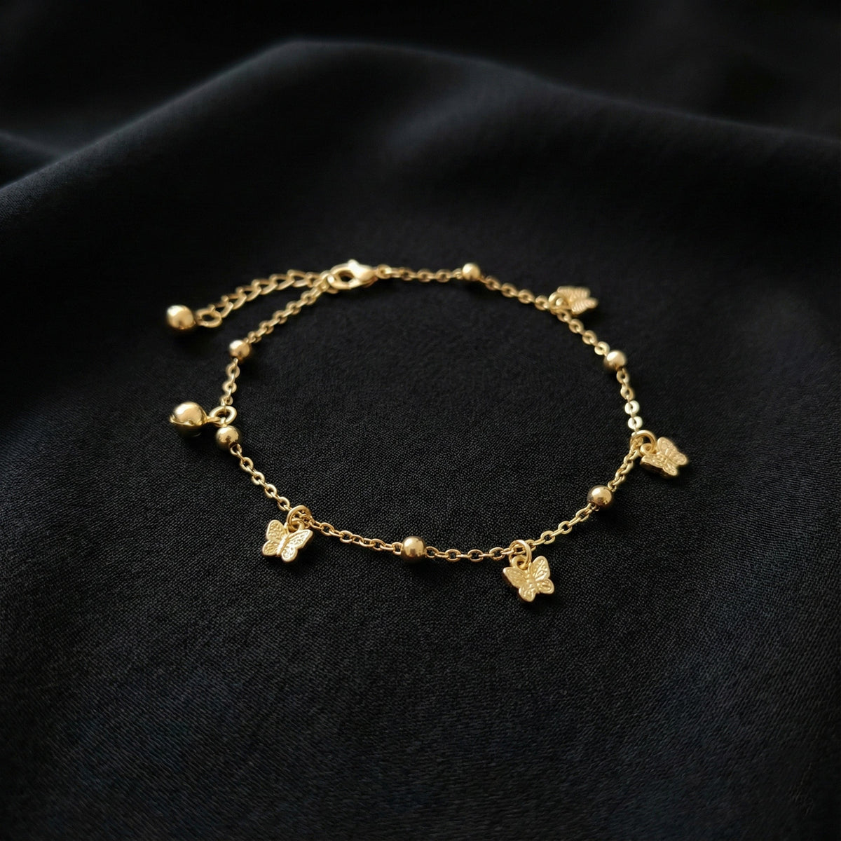 Golden Flutter Butterfly Charm Anklet jewellery product view 2