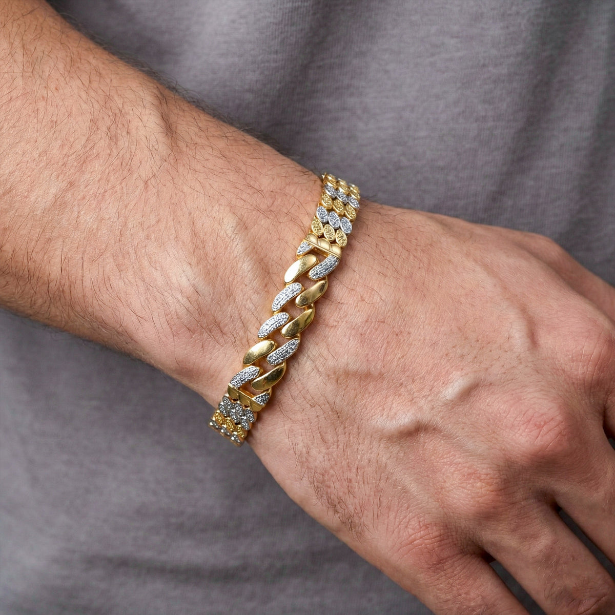 Iced Cuban Link Gold Bracelet jewellery product view 2