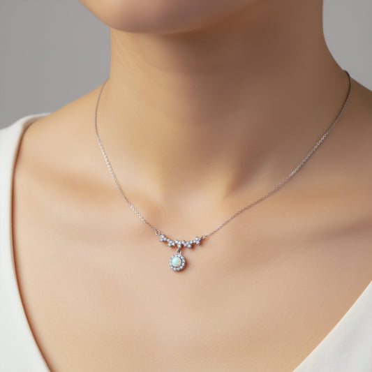 Elegant Opal Drop Pendant Necklace jewellery product view 1