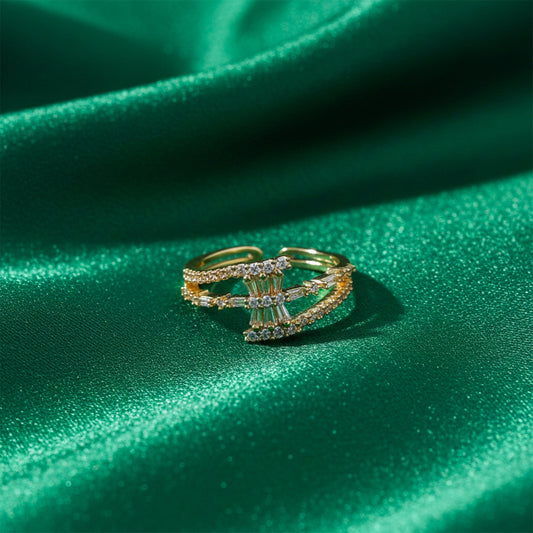 Regal Sparkle Criss-Cross Band Ring jewellery product view 2