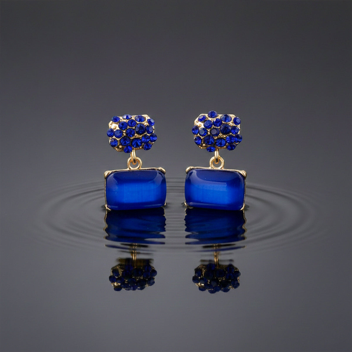 Blue Opulence Drops Earrings jewellery product view 3