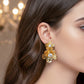 Golden Flower Crystal Studs Earrings jewellery product view 2