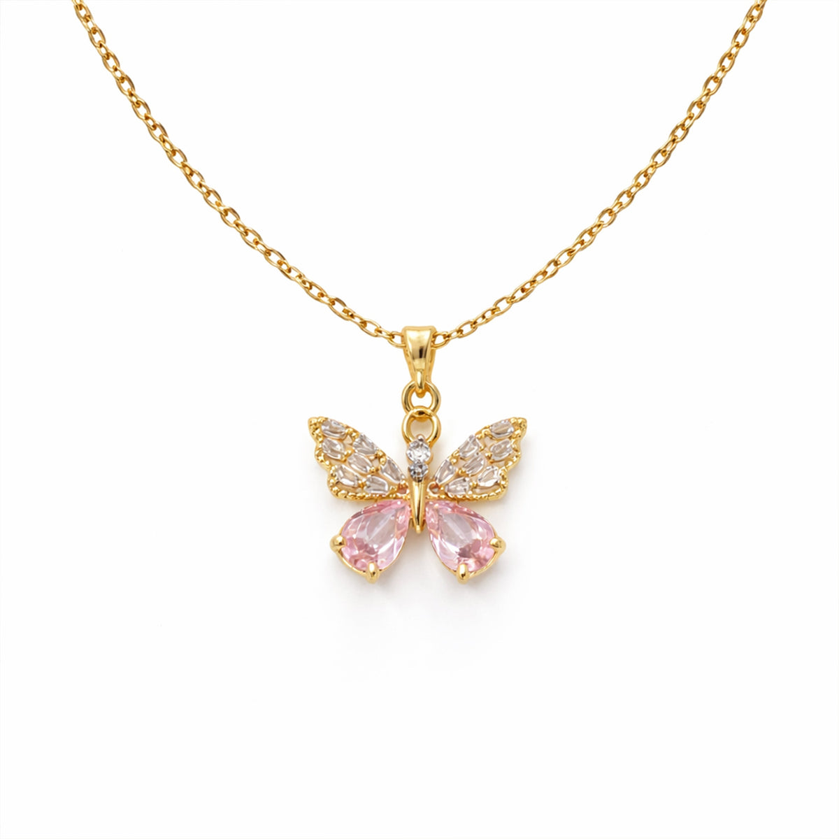 Dainty Butterfly Pendant Gold Necklace jewellery product view 5