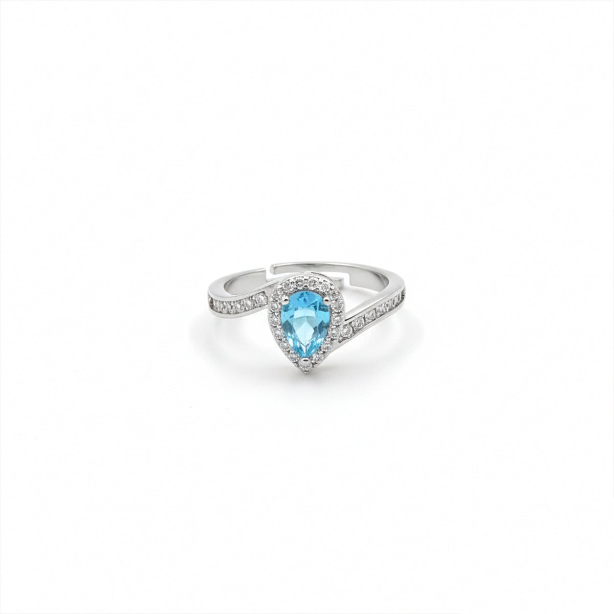 Azure Teardrop Halo Ring jewellery product view 5