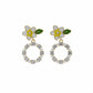 Golden Petal Pearl Circle Earrings jewellery product view 5