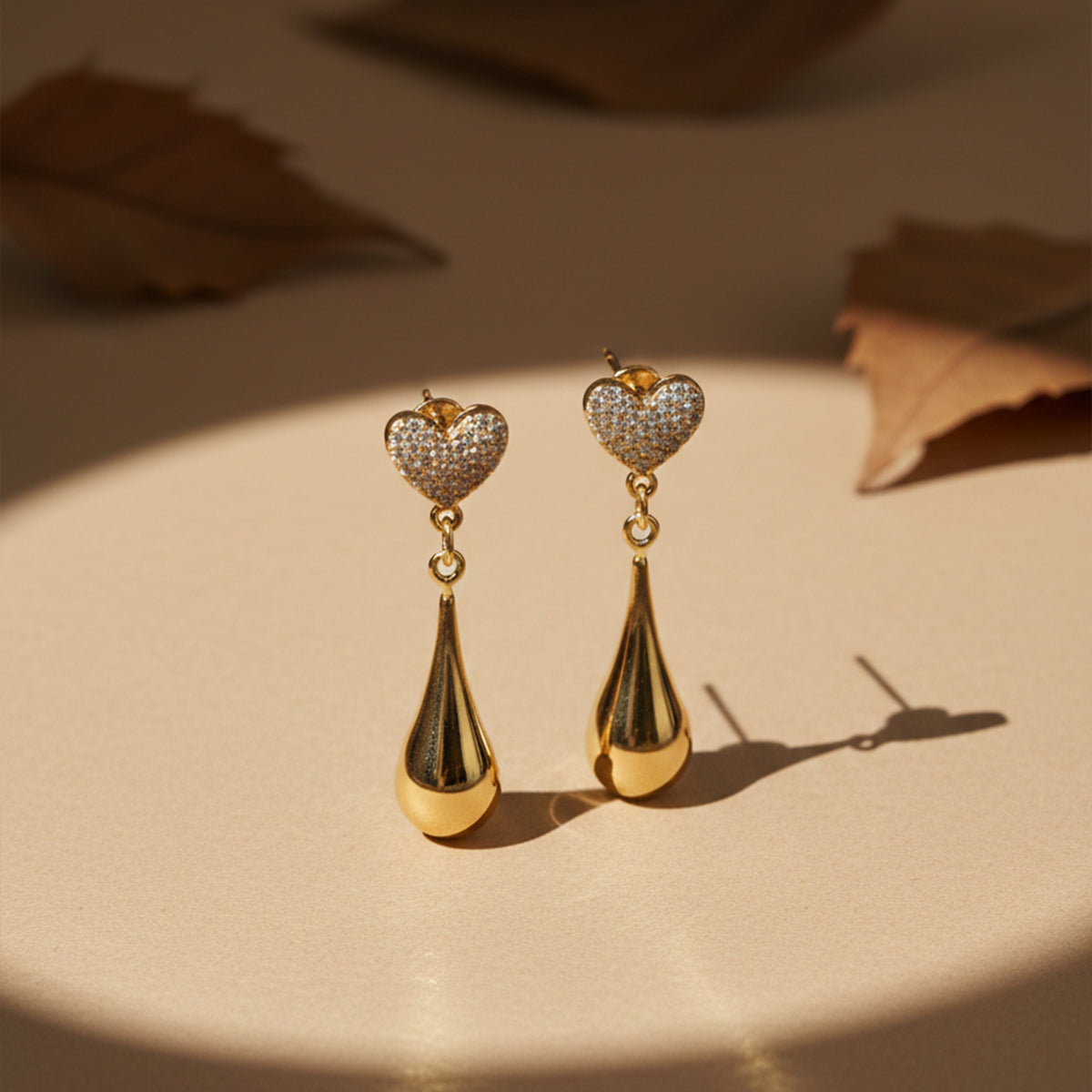 Golden Heart Drip Luxe Earrings jewellery product view 2
