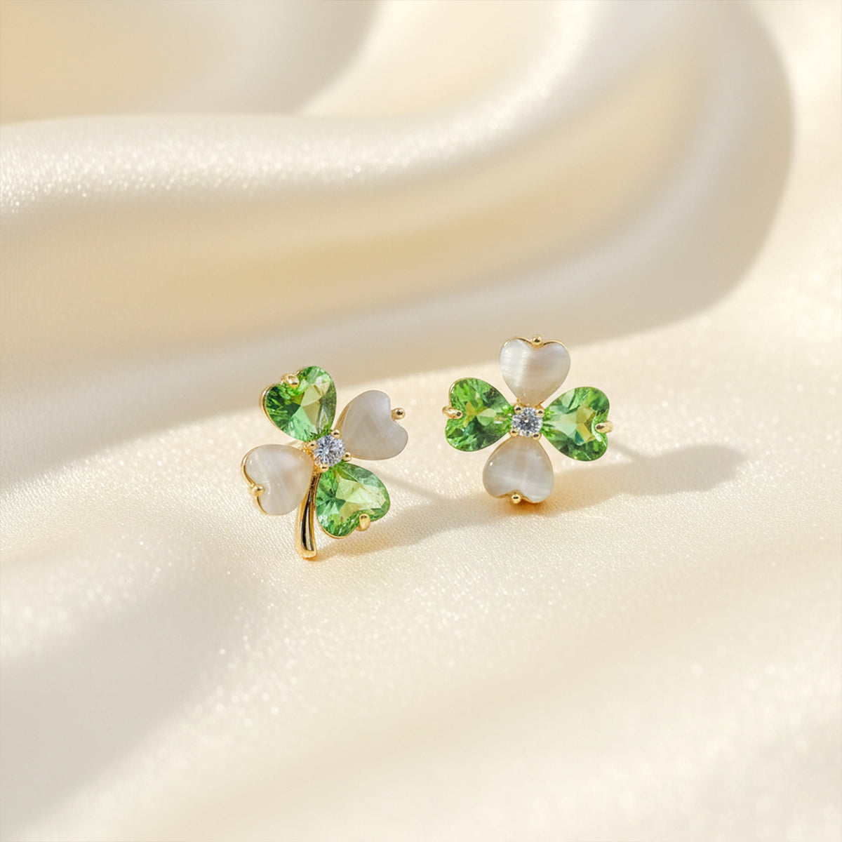 Verdant Elegance Clover Earrings jewellery product view 2