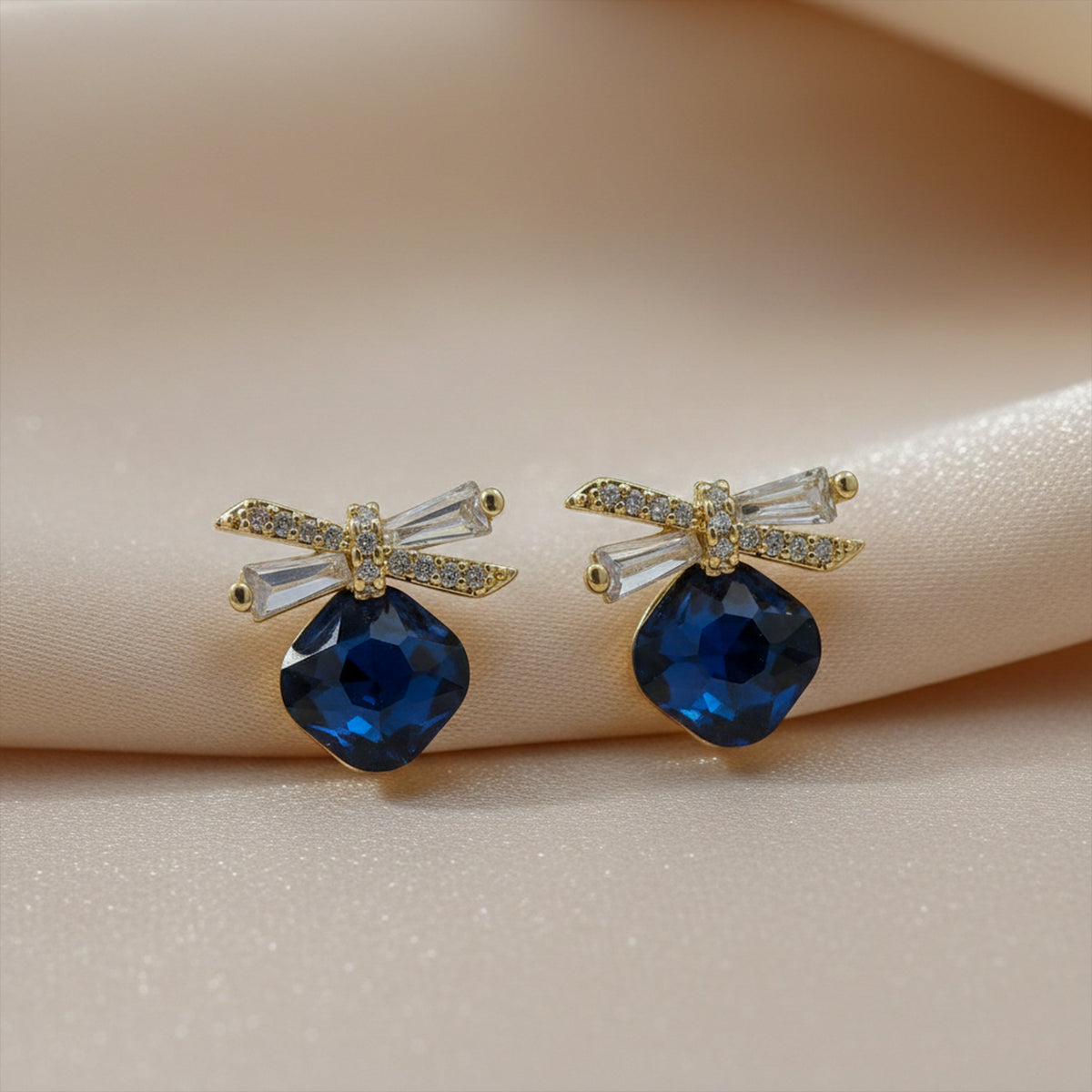 Sapphire Spark Bow Earrings jewellery product view 1