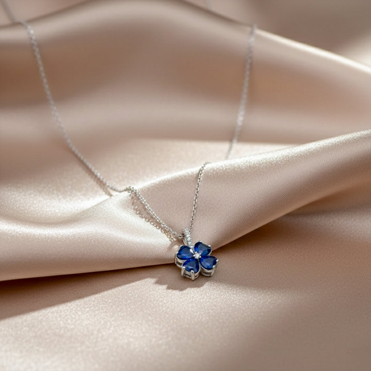 Aurielle Sapphire Bloom Necklace jewellery product view 3