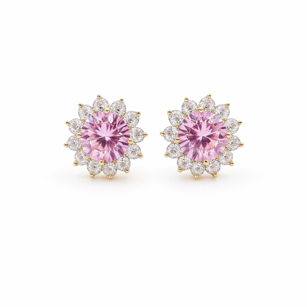Rose Glow Floral Halo Earrings jewellery product view 7