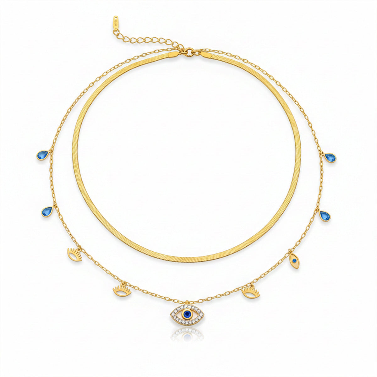 Evil Eye Layered Gold Necklace jewellery product view 5
