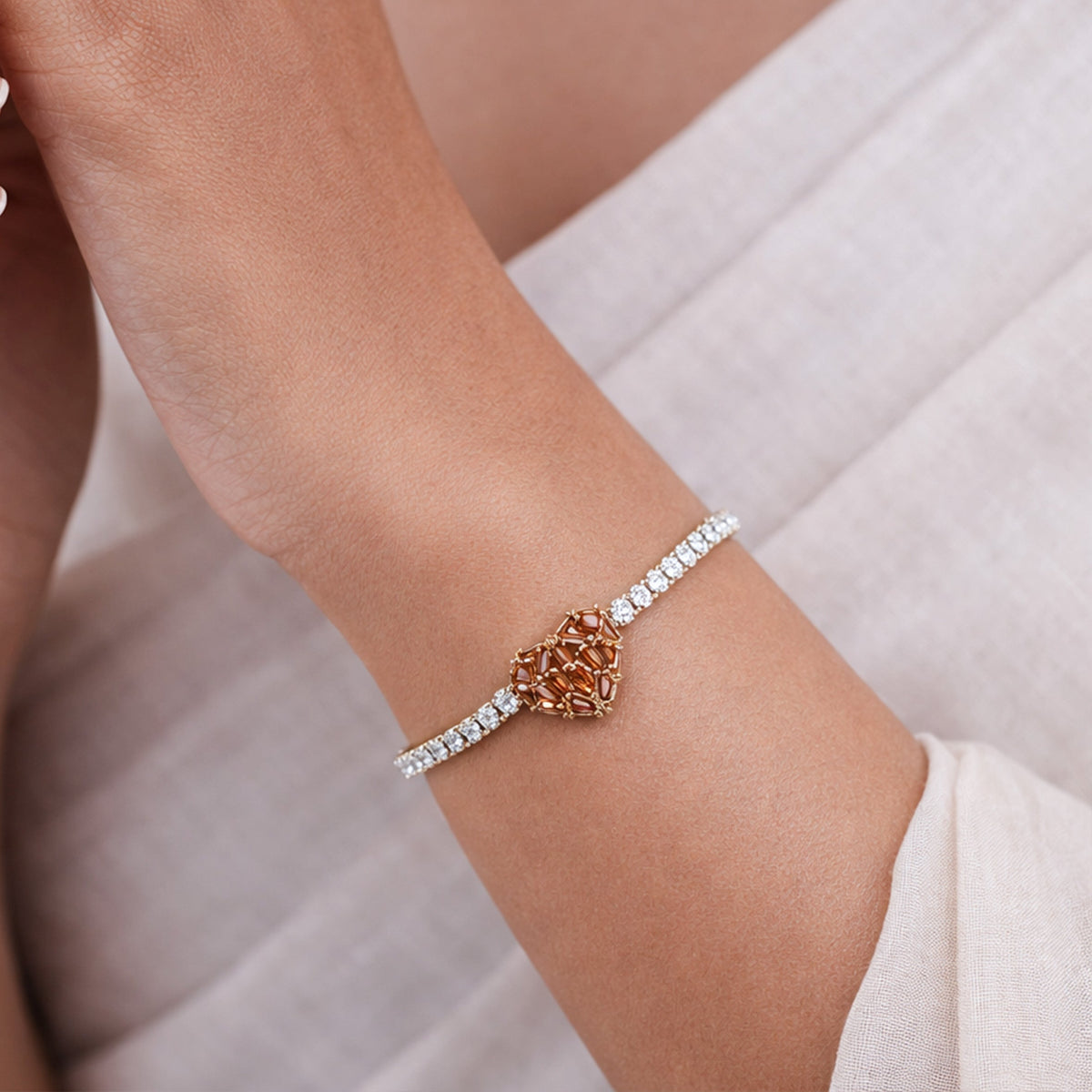 Designer Heart Diamond Tennis Bracelet jewellery product view 2
