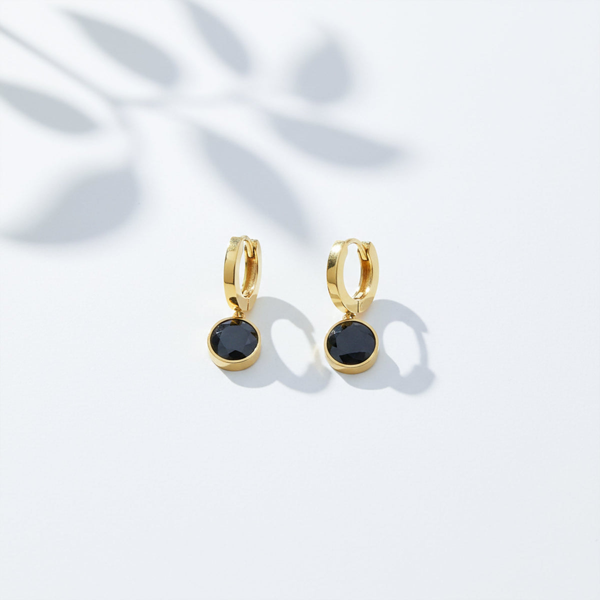 Designer Gold Hoop Black Stone Earrings jewellery product view 7