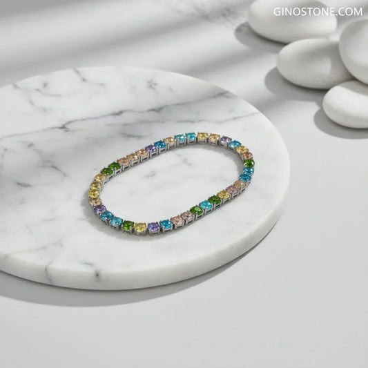Multi-Color Gemstone Tennis Bracelet jewellery product view 2