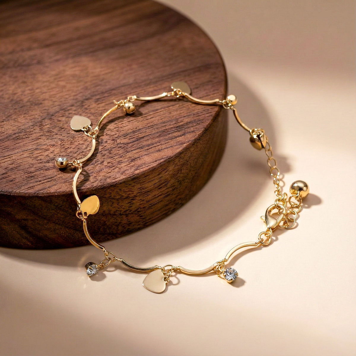 Amoura Gold Heart Anklet jewellery product view 1