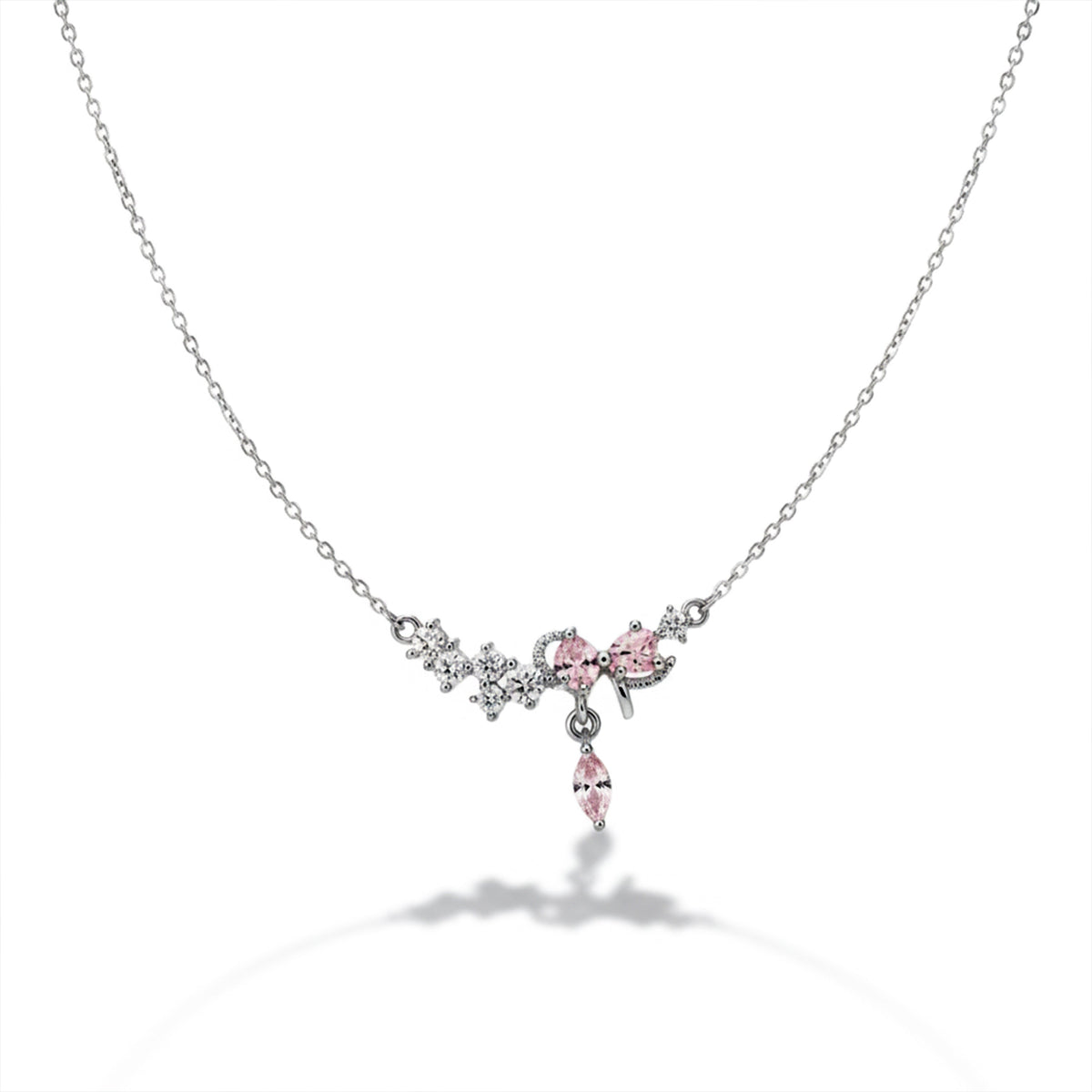 Roselle Diamond Drop Silver Necklace jewellery product view 6
