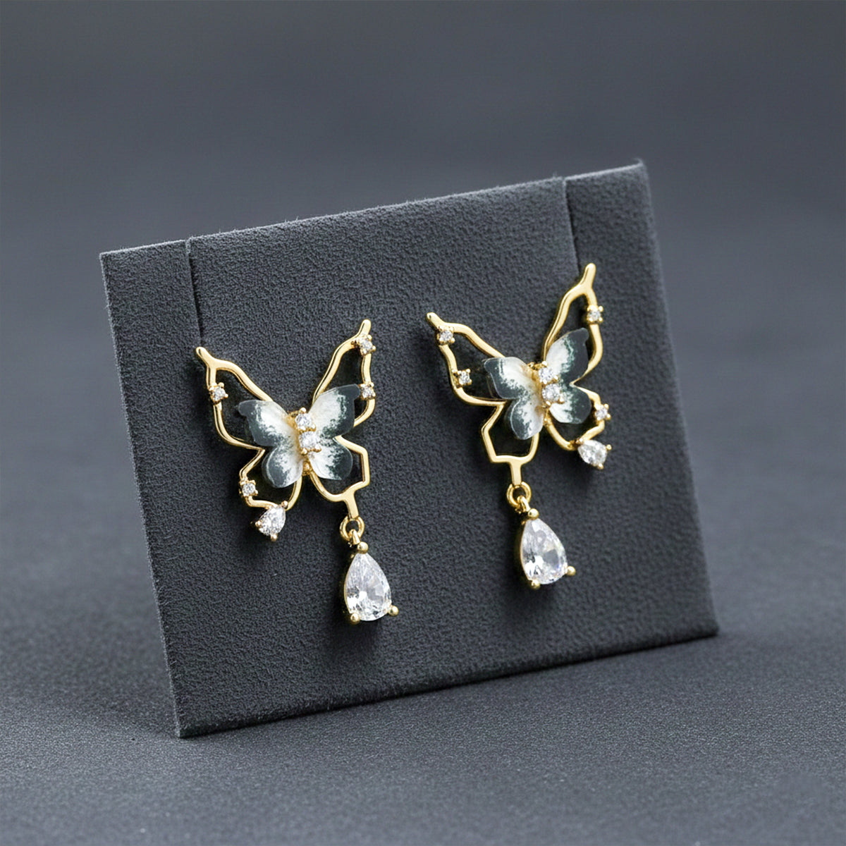 Elegant Noir Butterfly Earrings jewellery product view 3
