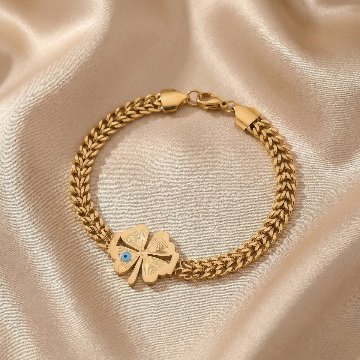 Elite Gold Nazar Clover Bracelet jewellery product view 5