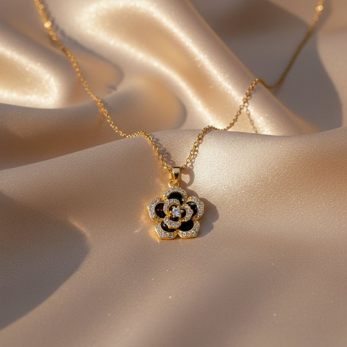 Elegant Gold Flower Pendant Necklace jewellery product view 2