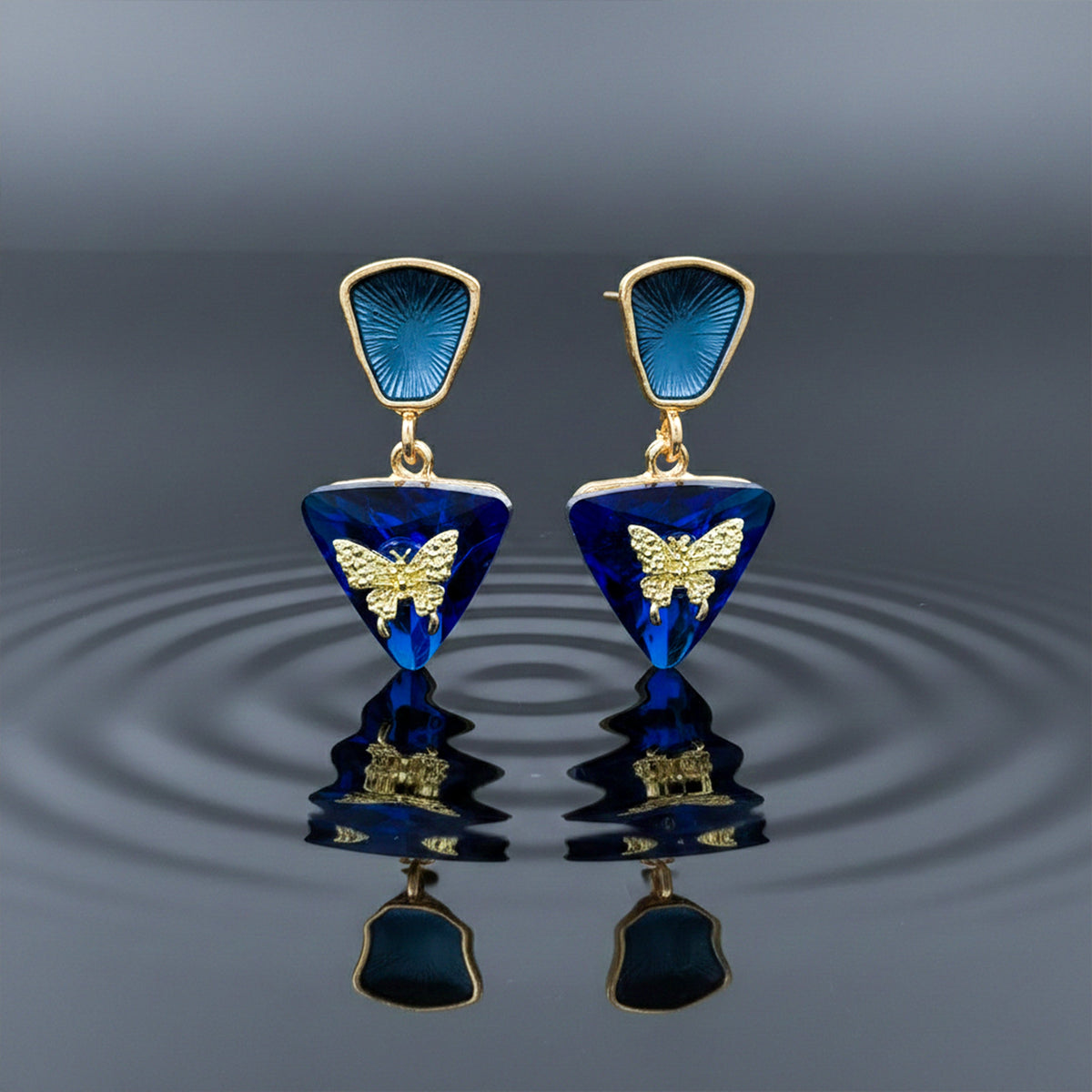 Butterfly Charm Blue Drop Earrings jewellery product view 3