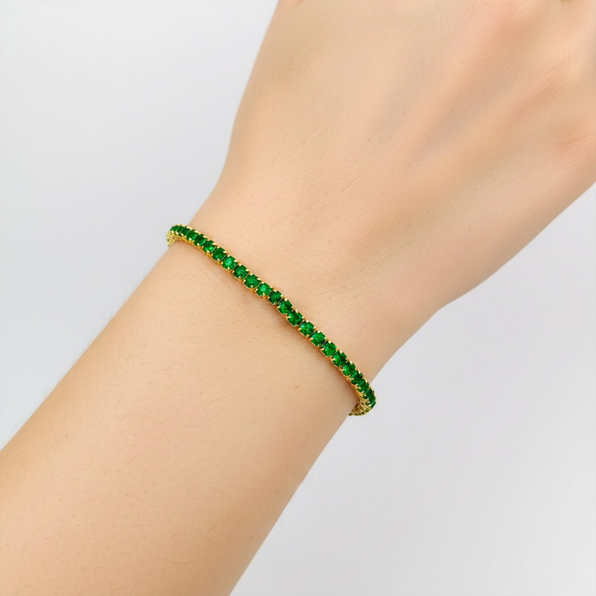 Green Emerald Tennis Bracelet jewellery product view 3