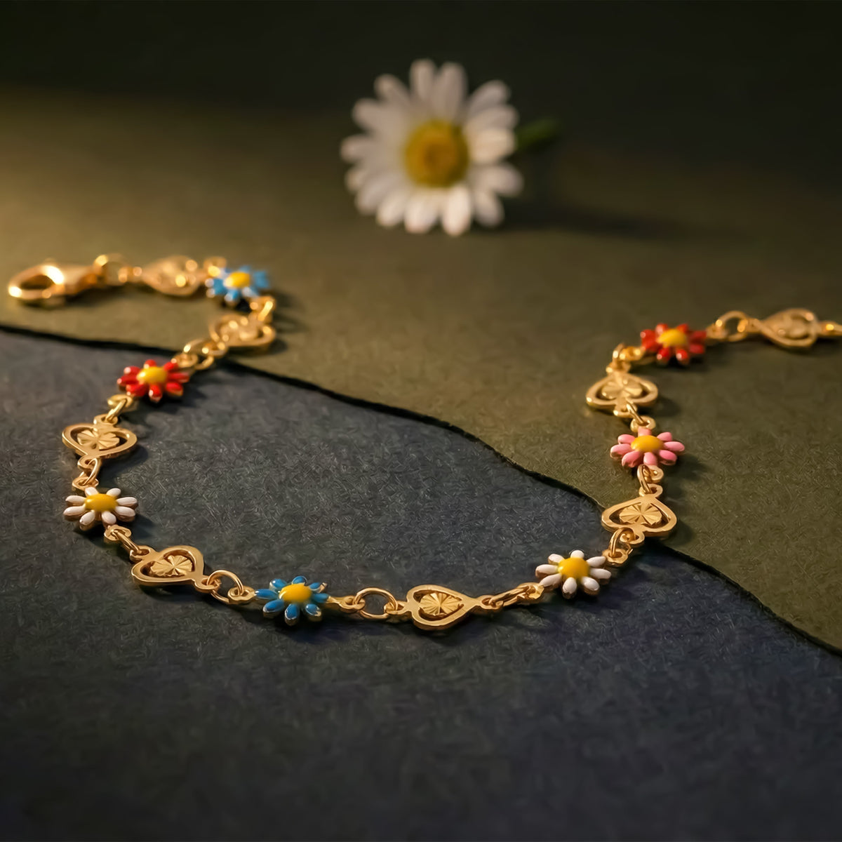 Floral Love Gold Charm Bracelet jewellery product view 2