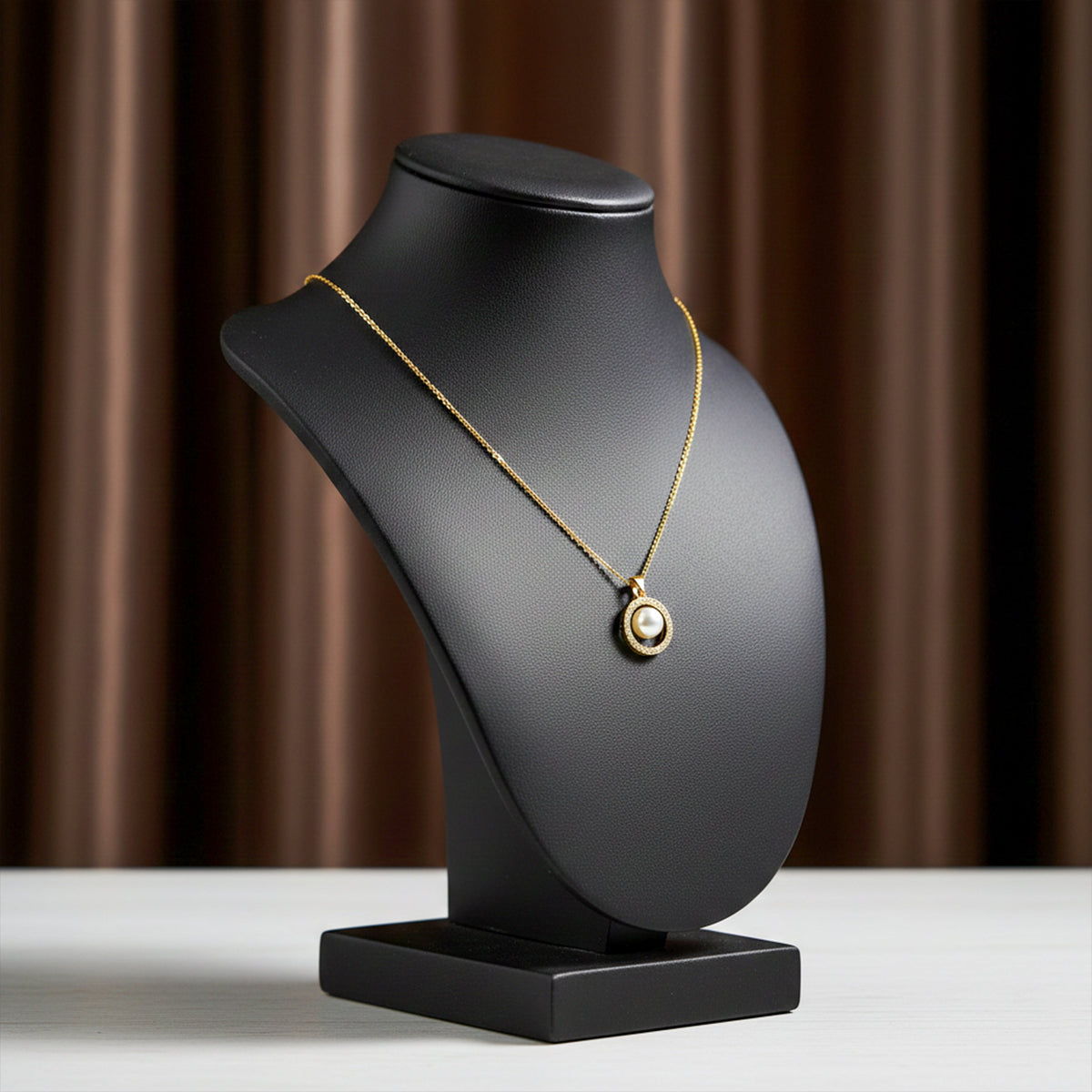 Classic Pearl & Gold Chain Necklace jewellery product view 4