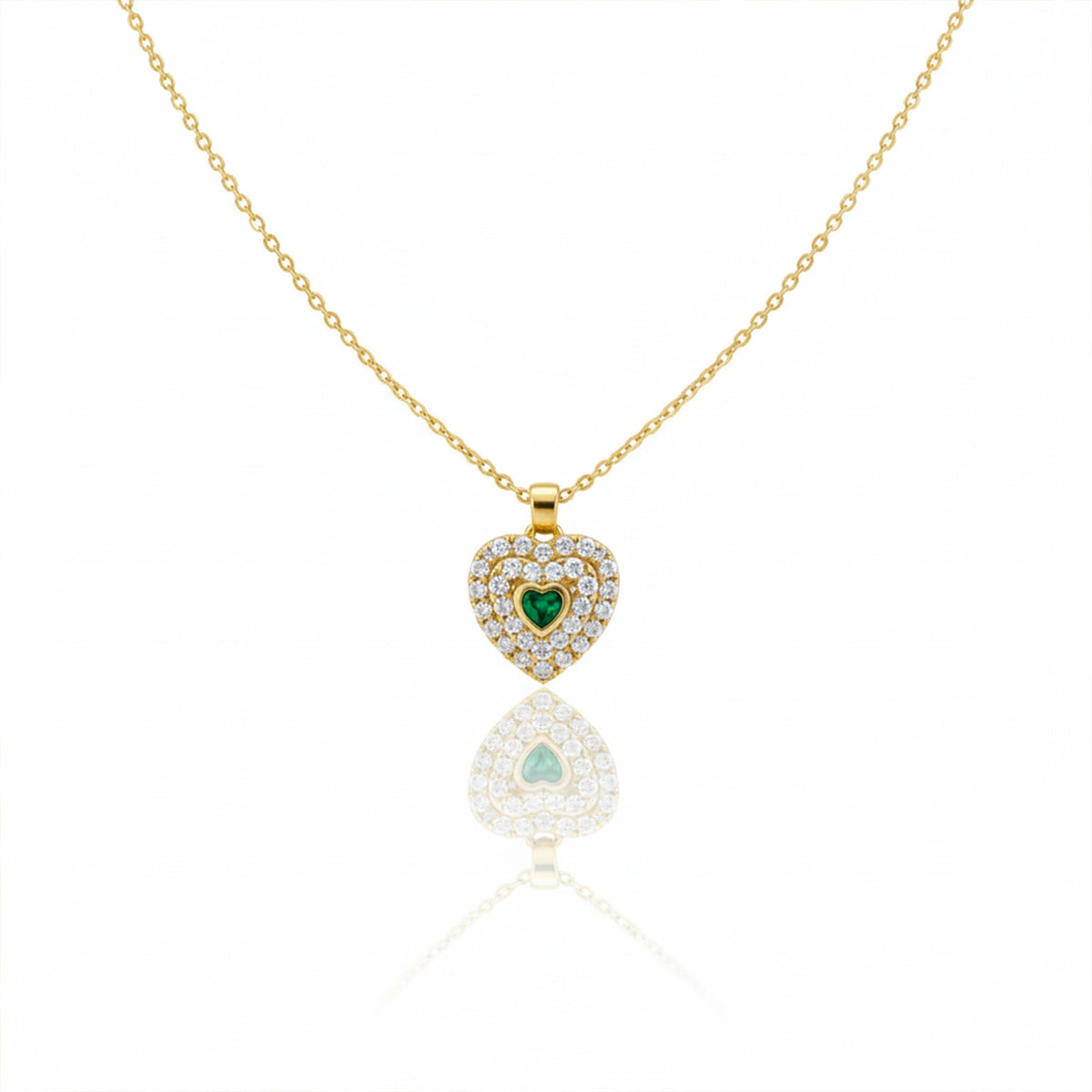 Celestia Green Crystal Heart Necklace jewellery product view 3