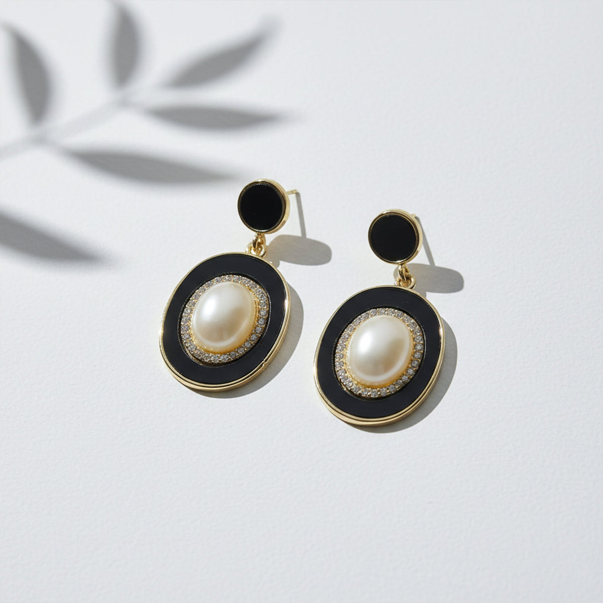 Royal Noir Pearl Halo Drop Earrings jewellery product view 7